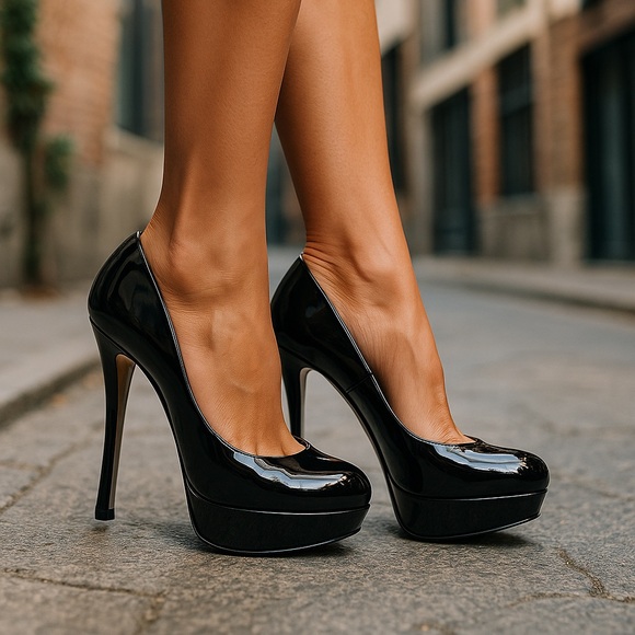 Yves Saint Laurent Rive Gauche Black Patent Leather Pumps - Size 7 (IT 37) - Picture 1 of 15